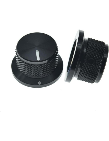 Perillas de Potenciómetro KAISH 2pcs 1/4" Aluminio Negro