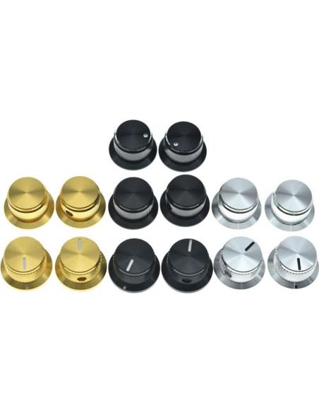 Perillas de Potenciómetro KAISH 2pcs 1/4" Aluminio Negro