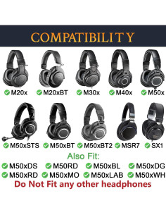 Almohadillas de Piel de Cordero SOULWIT para Auriculares Audio Technica M50X M40X M30X - Negro 2