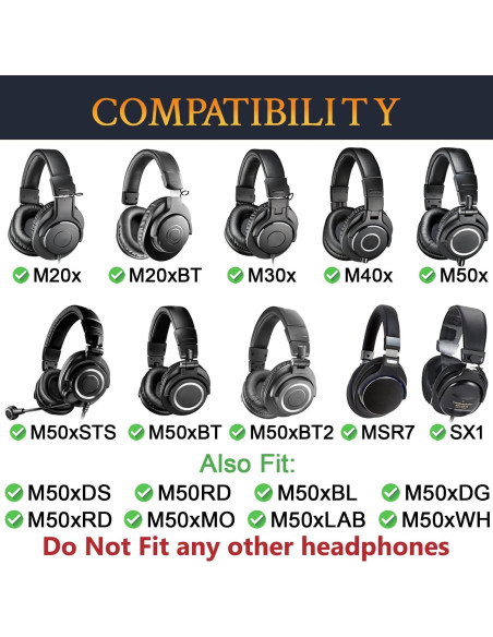 Almohadillas de Piel de Cordero SOULWIT para Auriculares Audio Technica M50X M40X M30X - Negro