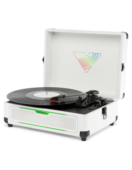 Reproductor de Discos Victrola Journey Glow - Bluetooth, RGB, Blanco