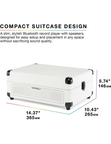 Reproductor de Discos Victrola Journey Glow - Bluetooth, RGB, Blanco