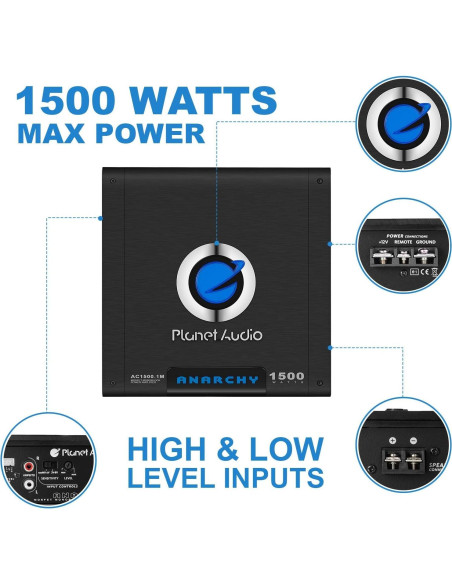 Amplificador Monobloque Planet Audio AC1500.1M 1500W Clase A/B