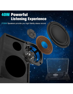 Tocadiscos Udreamer con Altavoces 40W y Bluetooth Negro 2