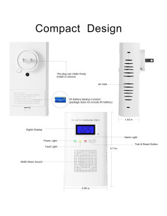 Detector de Gas y Monóxido de Carbono Awatin KH-522, 3 Paquetes 2
