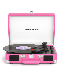 Reproductor de Vinilo Bluetooth TANLANIN TE-2021RD Rosa 3 Velocidades