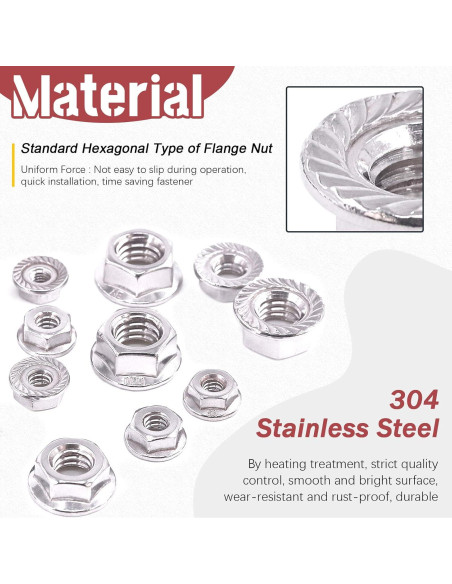 Hilitchi 100 Pcs Tuercas de Bloqueo Hexagonales Acero Inoxidable 304