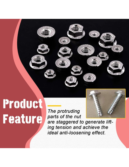 Hilitchi 100 Pcs Tuercas de Bloqueo Hexagonales Acero Inoxidable 304