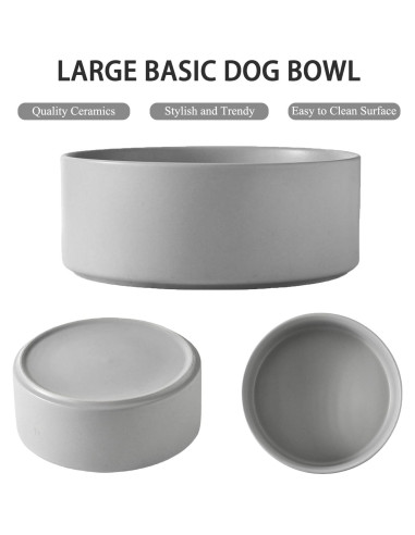 Tazón de Perro Cerámica 20 cm Welloyed Antideslizante Gris