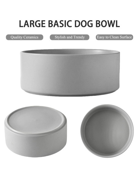 Tazón de Perro Cerámica 20 cm Welloyed Antideslizante Gris