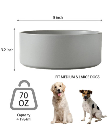 Tazón de Perro Cerámica 20 cm Welloyed Antideslizante Gris