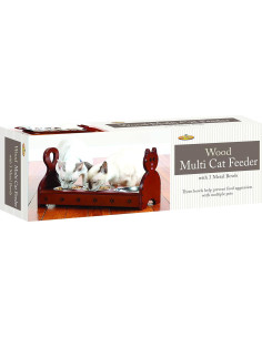 Comedero Múltiple de Madera Etna TT con 3 Tazones de Acero 2