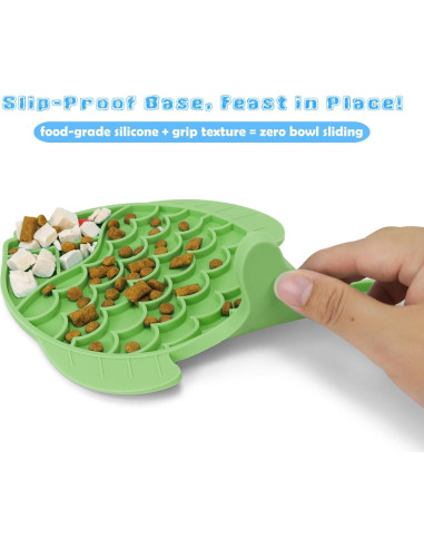 2 Comederos Lentos para Gatos Tekcoo, Silicona Antideslizante