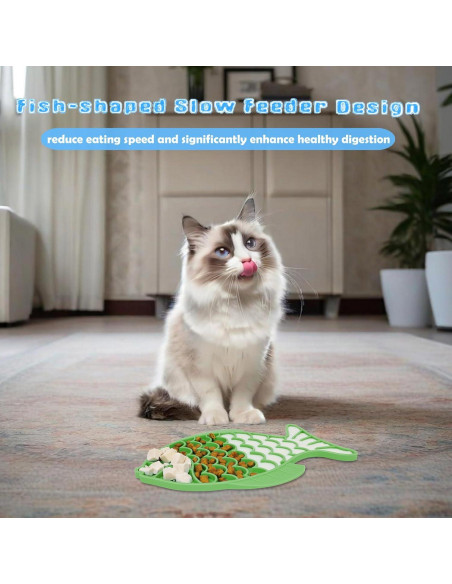 2 Comederos Lentos para Gatos Tekcoo, Silicona Antideslizante