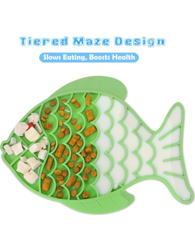 2 Comederos Lentos para Gatos Tekcoo, Silicona Antideslizante