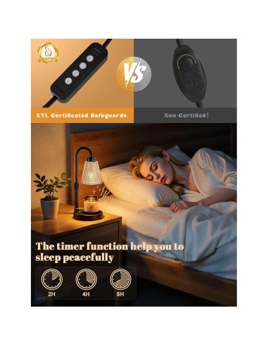 Lámpara Calentadora de Velas Innqoo Ámbar con Temporizador