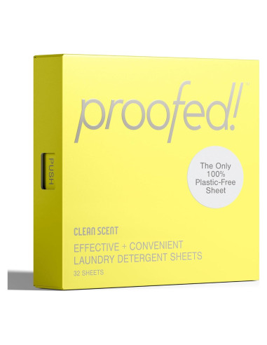 Hojas de detergente para lavandería Proofed! 32 unidades aroma limpio