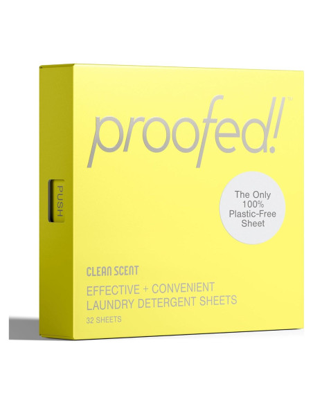 Hojas de detergente para lavandería Proofed! 32 unidades aroma limpio