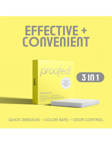 Hojas de detergente para lavandería Proofed! 32 unidades aroma limpio