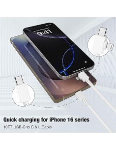 Cable de Carga Rápida 2 en 1 Cerdeti 3m USB C a Lightning 2