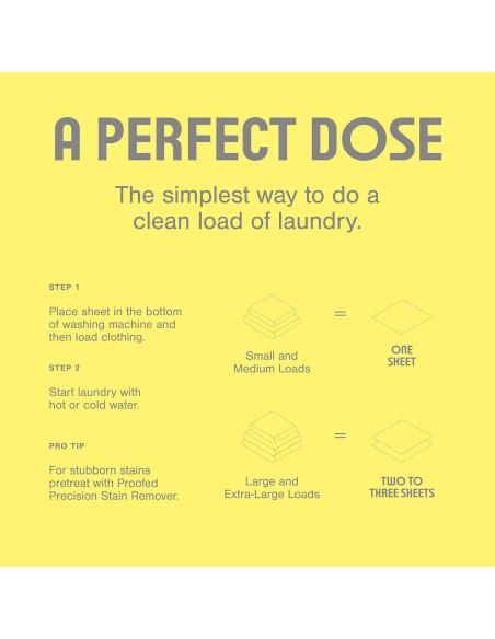 Hojas de detergente para lavandería Proofed! 32 unidades aroma limpio