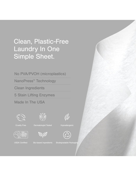 Hojas de detergente para lavandería Proofed! 32 unidades aroma limpio