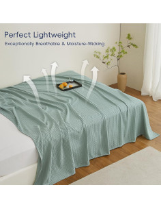 Manta Ligera Waffle PHF Individual 167x229cm Aqua Gris 2