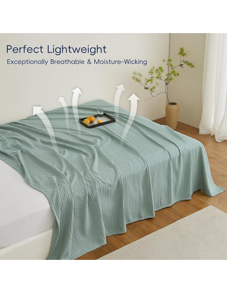 Manta Ligera Waffle PHF Individual 167x229cm Aqua Gris