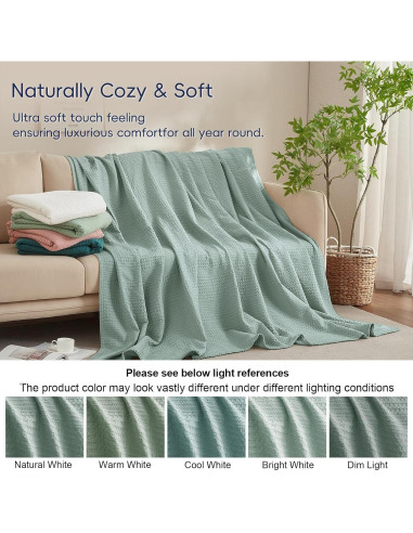 Manta Ligera Waffle PHF Individual 167x229cm Aqua Gris