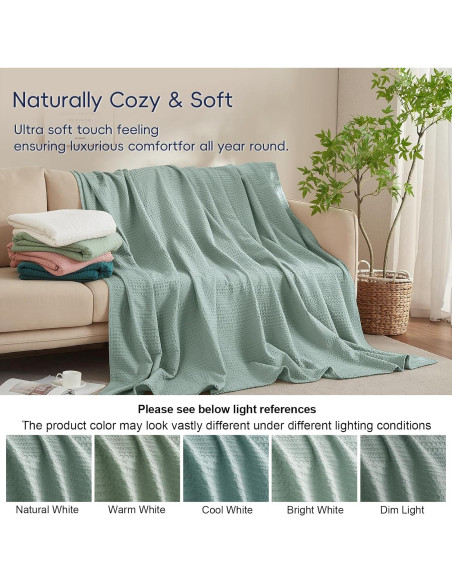 Manta Ligera Waffle PHF Individual 167x229cm Aqua Gris