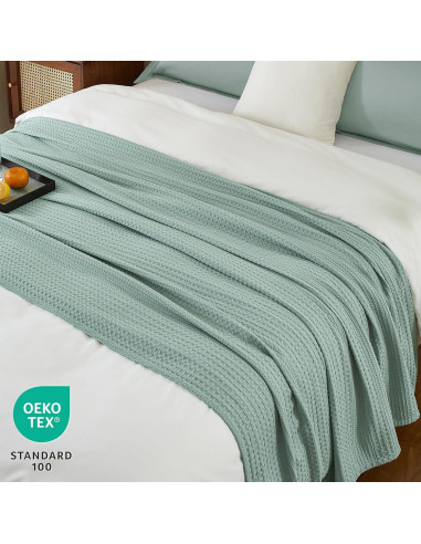 Manta Ligera Waffle PHF Individual 167x229cm Aqua Gris