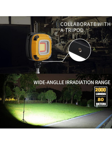 Luz de Trabajo Recargable 2000LM StoneBrook 6000mAh IPX5