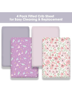 Sábanas ajustadas para cuna Little Grape Land 4 Pack Daliah Unicornio 2