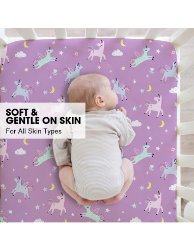 Sábanas ajustadas para cuna Little Grape Land 4 Pack Daliah Unicornio