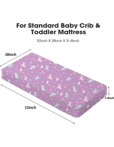 Sábanas ajustadas para cuna Little Grape Land 4 Pack Daliah Unicornio