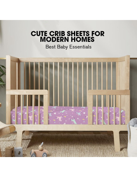Sábanas ajustadas para cuna Little Grape Land 4 Pack Daliah Unicornio