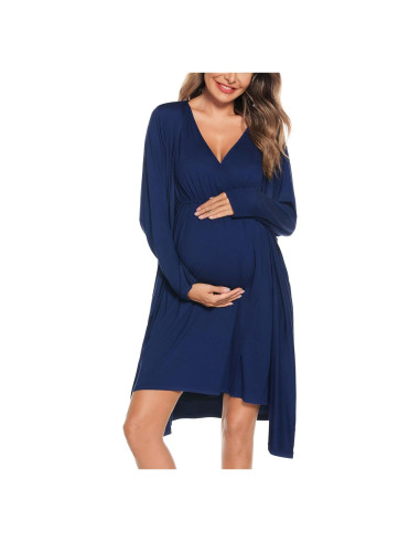 Conjunto de Bata y Vestido de Maternidad SWOMOG 2 Piezas