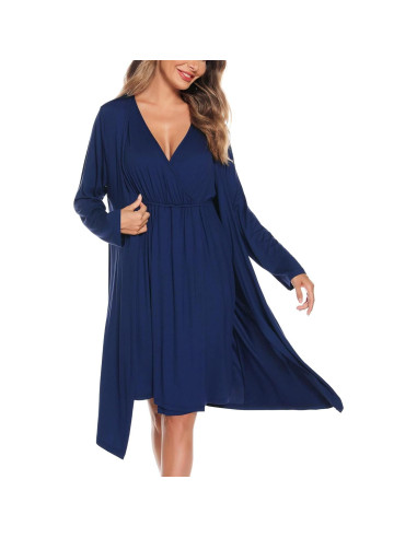 Conjunto de Bata y Vestido de Maternidad SWOMOG 2 Piezas