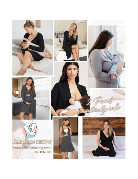 Conjunto de Bata y Vestido de Maternidad SWOMOG 2 Piezas