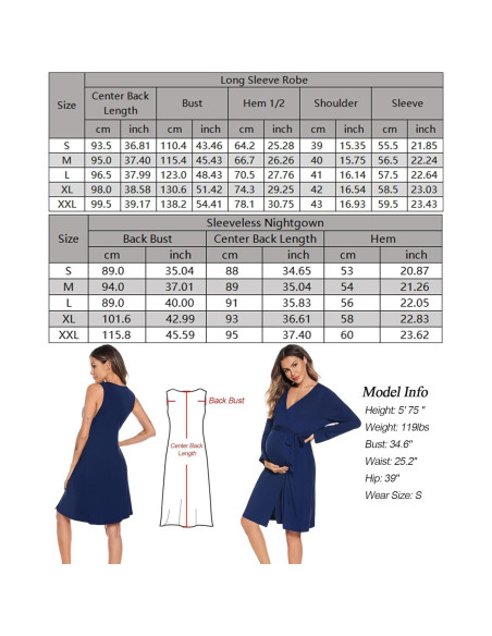 Conjunto de Bata y Vestido de Maternidad SWOMOG 2 Piezas