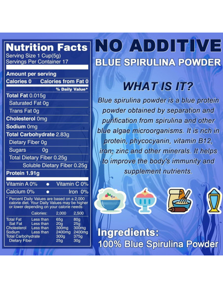 Polvo de Espirulina Azul IMakArt 85g Colorante Natural