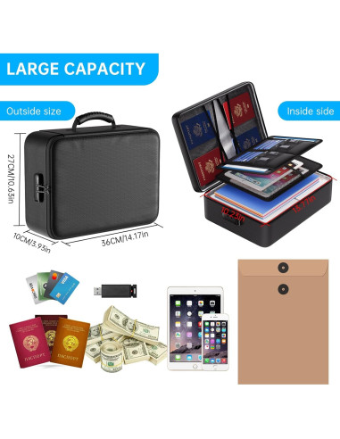 Bolsa de Documentos a Prueba de Fuego ENGPOW 36x27cm con Cerradura