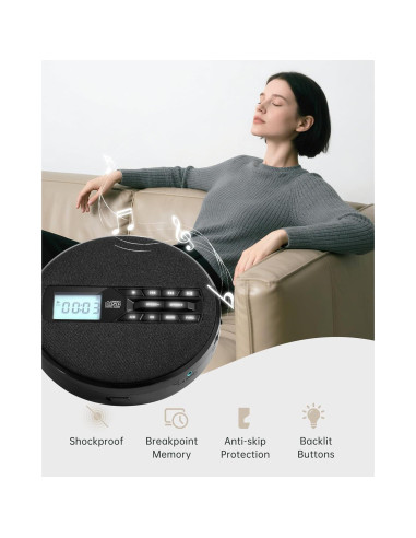 Reproductor de CD portátil SFOOEOJ C-07 con altavoces estéreo