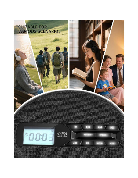 Reproductor de CD portátil SFOOEOJ C-07 con altavoces estéreo