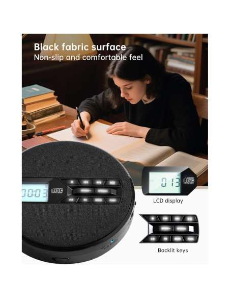 Reproductor de CD portátil SFOOEOJ C-07 con altavoces estéreo