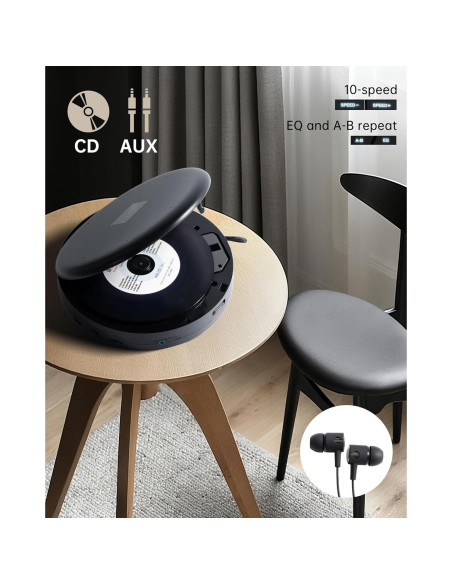 Reproductor de CD portátil SFOOEOJ C-07 con altavoces estéreo
