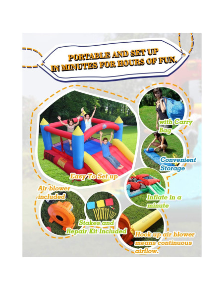 Castillo Inflable Action Air con Ventilador 3 Niños 3.66x2.74m