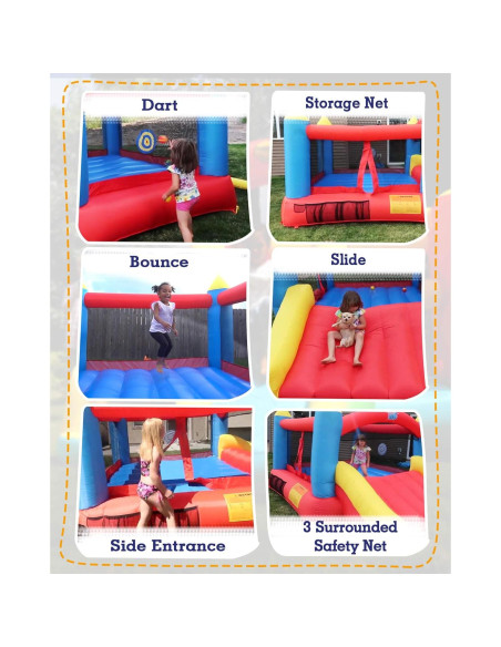 Castillo Inflable Action Air con Ventilador 3 Niños 3.66x2.74m