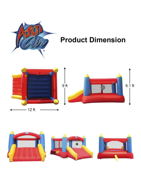 Castillo Inflable Action Air con Ventilador 3 Niños 3.66x2.74m