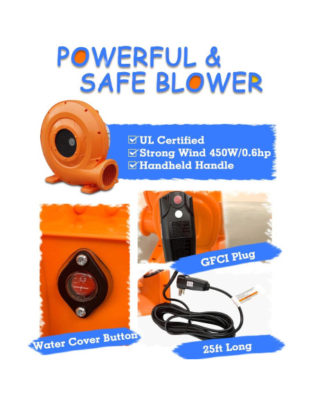 Castillo Inflable Action Air con Ventilador 3 Niños 3.66x2.74m